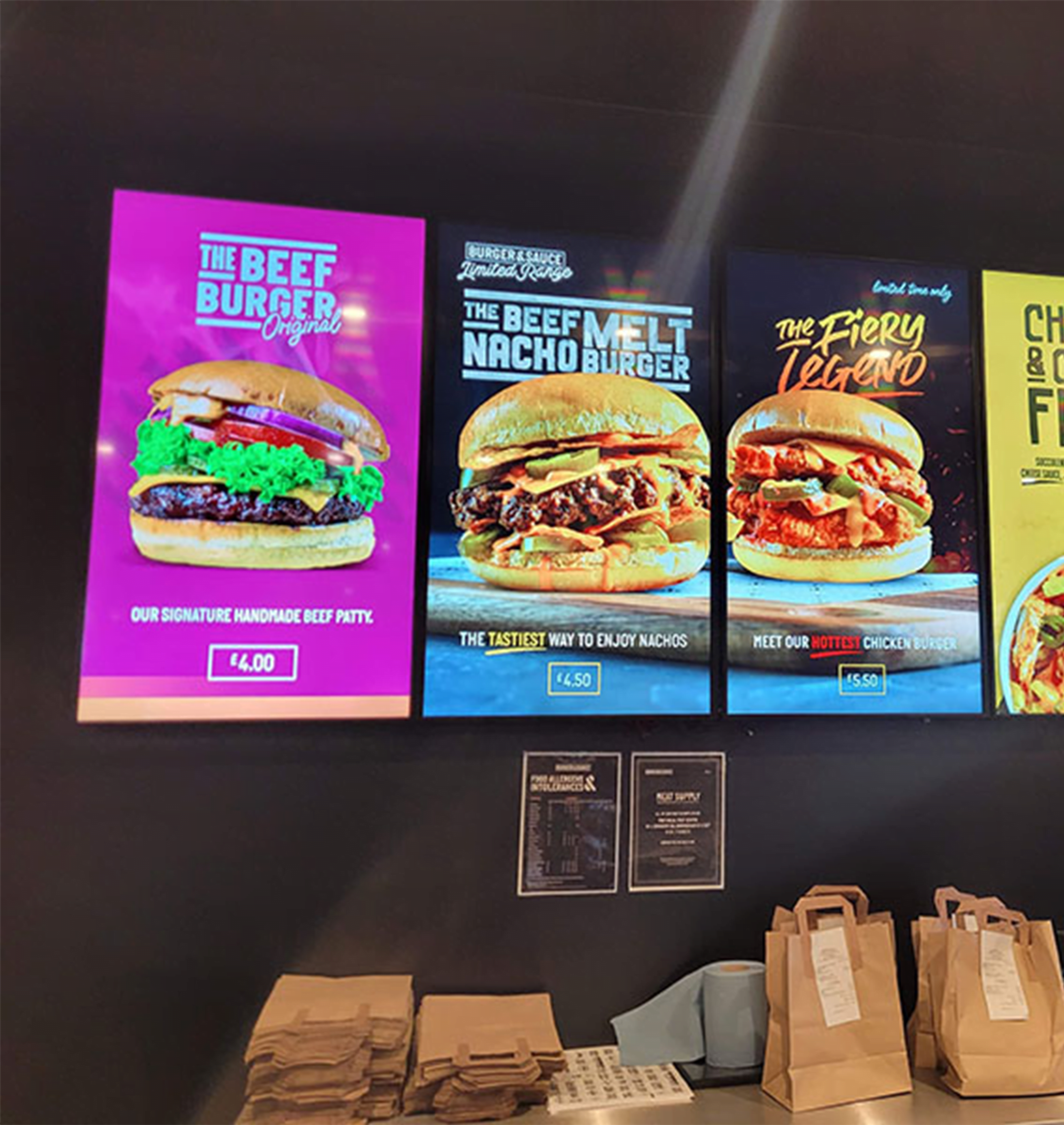 Couverture d'un écran menu board d'intérieur non tactile