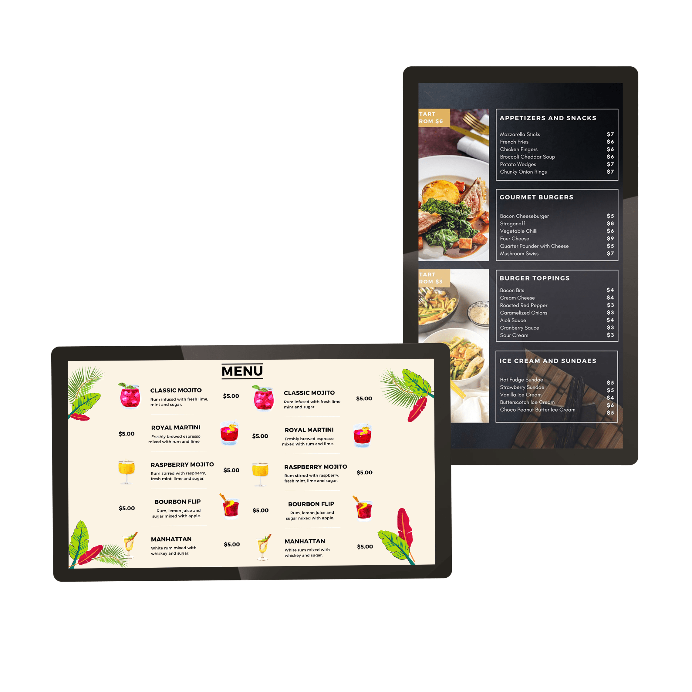 écrans intérieurs non tactiles mural en portrait et paysage