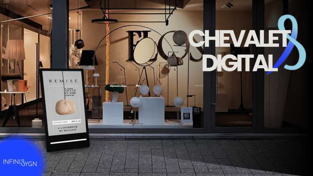 chevalet digital devant un magasin