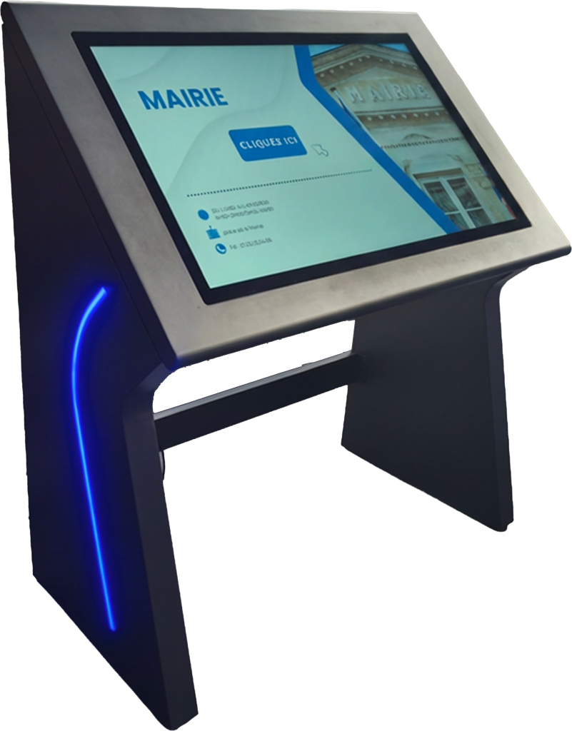 Photo d'un kiosque digital spécial PMR avec écran tactile