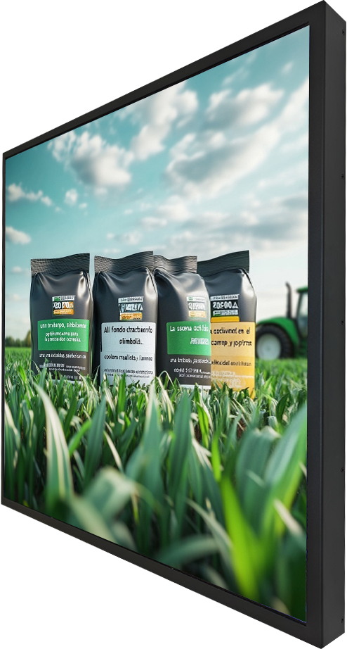 visuel représentant l'écran carré 30 pouces d'infinisygn en perspective, vue de côté