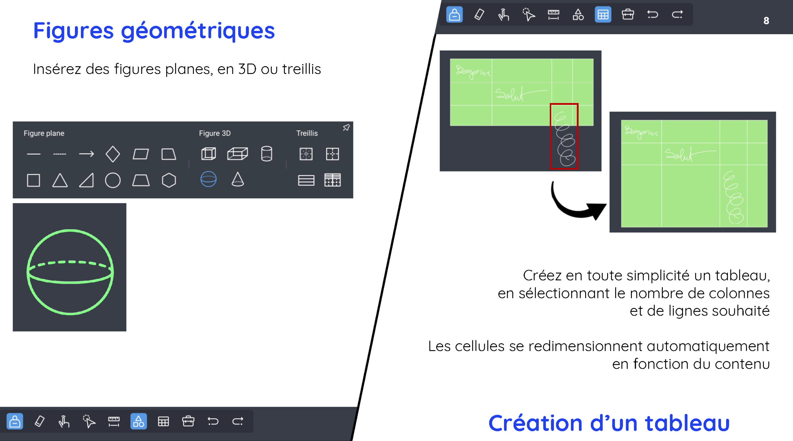 Figures géométriques et tableaux dans SWrite