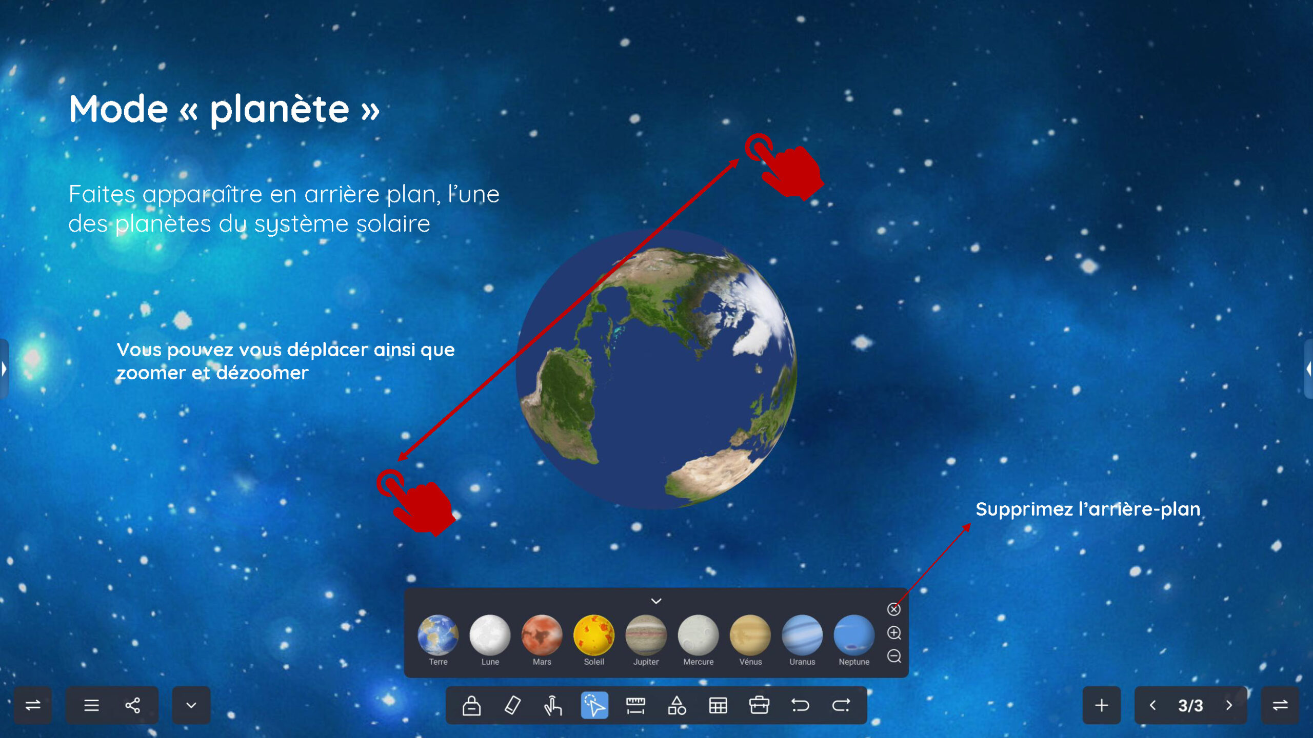 Mode planète SWrite — 8 fonds interactifs animés